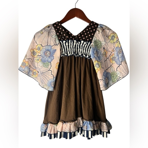 Twirls & Twigs 3/4 Length Sleeve Unique Patchwork Designer Dress Size 5 (Girls) - Picture 2 of 5